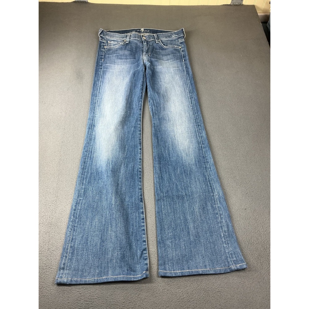 7 For All Mankind Dojo Jeans Womens 28 Blue Stretch Distressed 34 Inseam